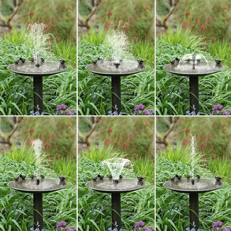 Biling 5.5W Solar Fountain for Bird Bath, DIY Solar Water Pump with 3000mAh Battery Backup Work All Day, 5ft Tubing 5 Nozzles for BirdBath, Small Pond, Fish Tank and Hydroponics - Image 4
